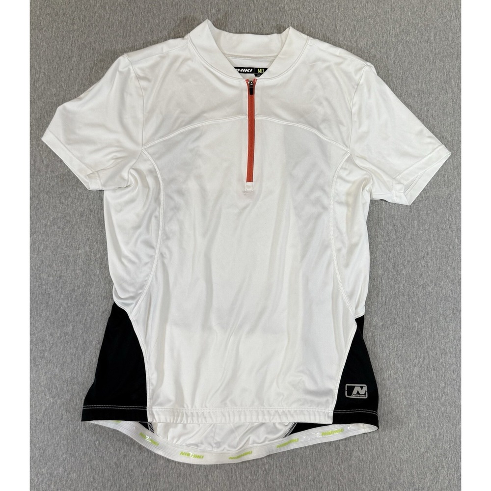 Nishiki Women's Specific Cycling Jersey Shirt White Black Athletic Pocket Medium